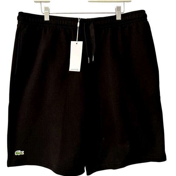 Lacoste Authentic Sport Tennis Fleece Mens Black Shorts GH2136 Sz US XXL NEW - Picture 2 of 11
